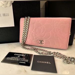 Chanel Pink Camellia Lambskin Crossbody